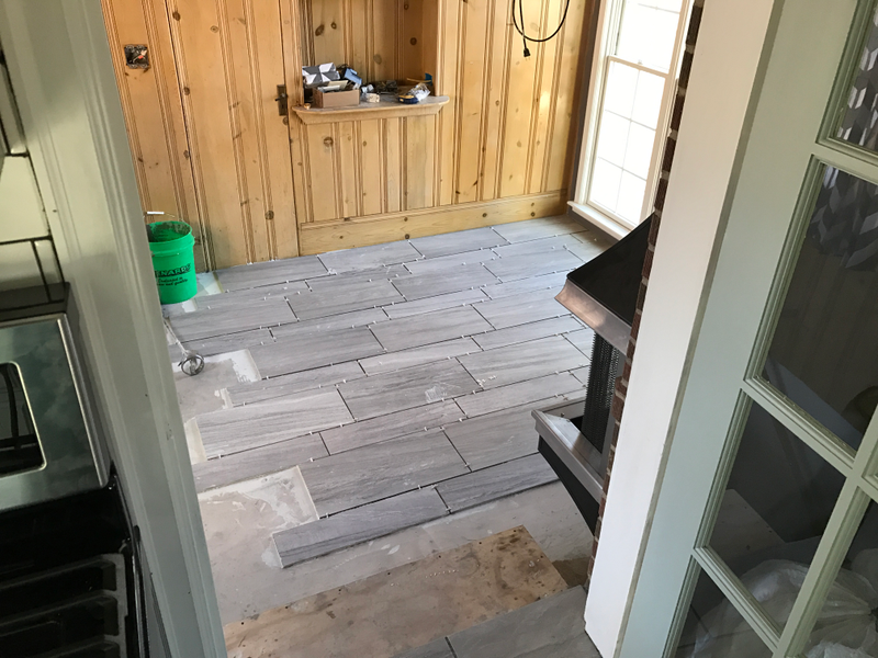 Tile going in... it’s still not done... sigh.